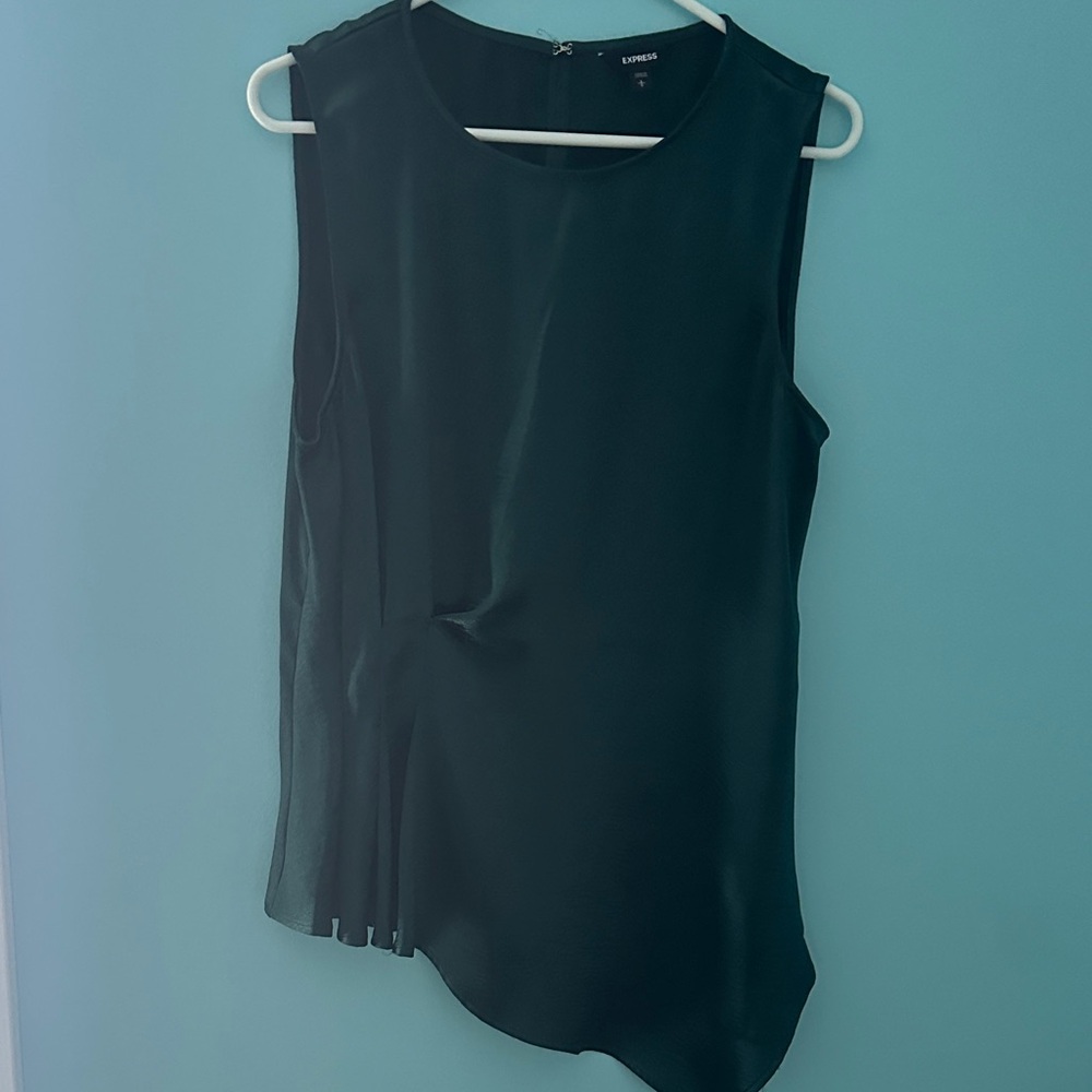 Express Dark Green Sleeveless Blouse